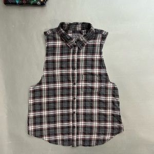 TRIPP NYC Tartan Plaid Flannel Patterned Button Up Shirt Vest